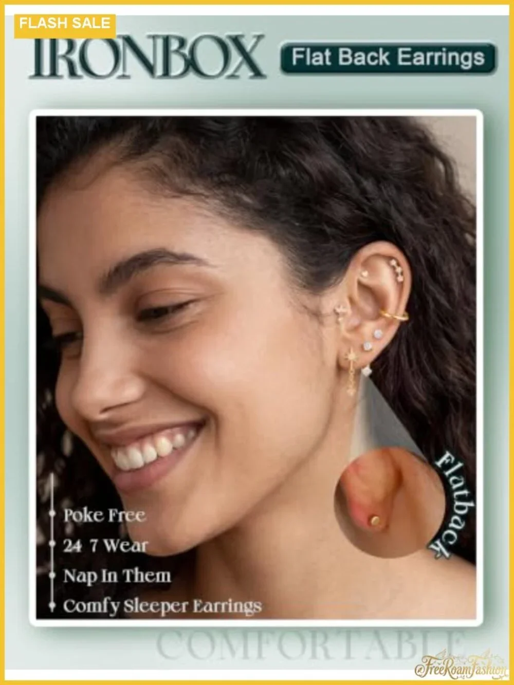 Hypoallergenic Flat Back Earrings for Women 20G Stud & Hoop Set